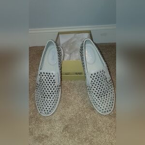 Michael Kors Silver Sneakers with Perforated Design